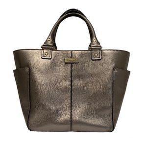 Kate Spade Metallic Pewter Double Handle Open Tote Bag, Silver Tone Hardware